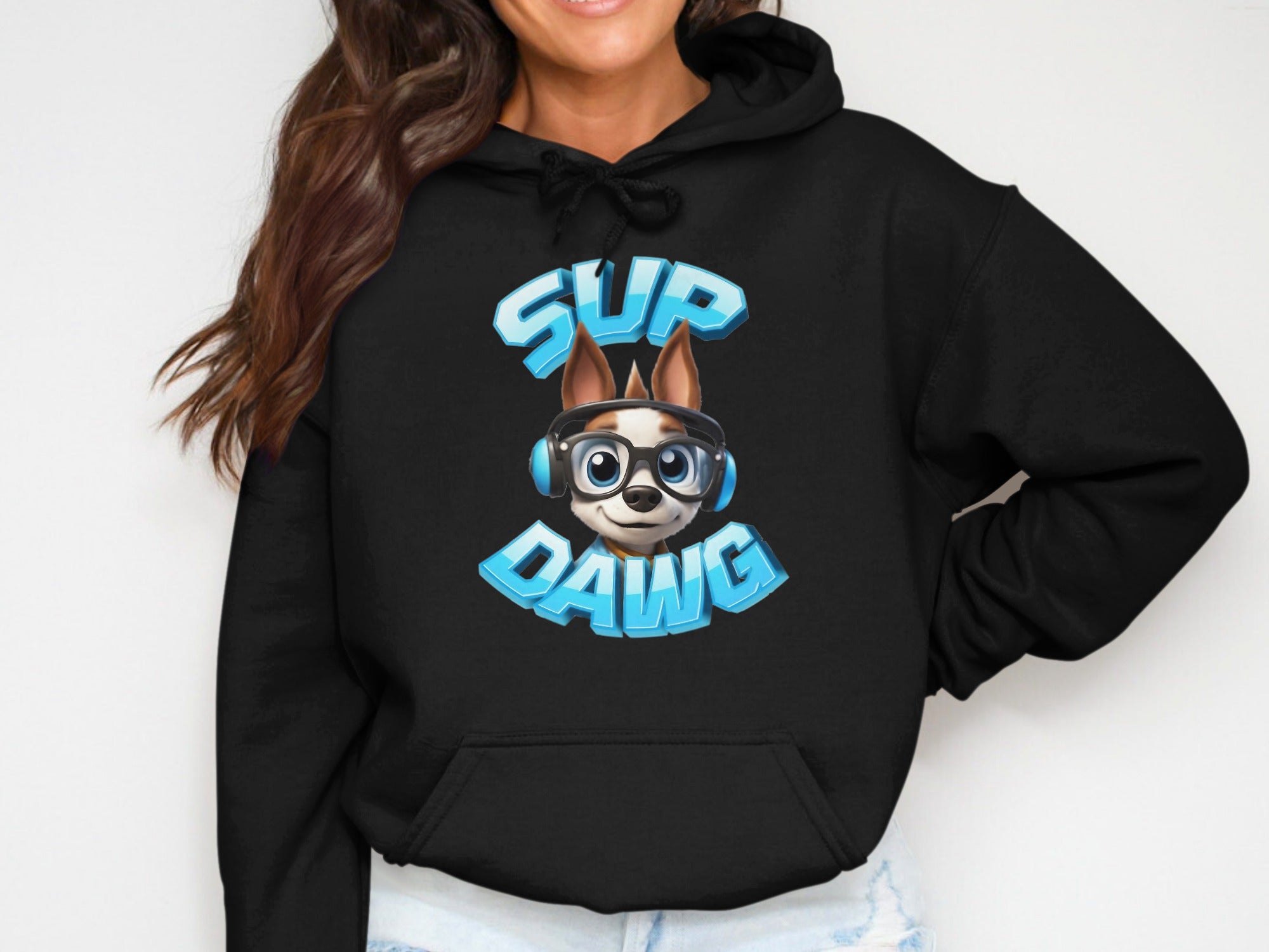 Sup Dawg Hoodie with Cool Dog Graphic Print