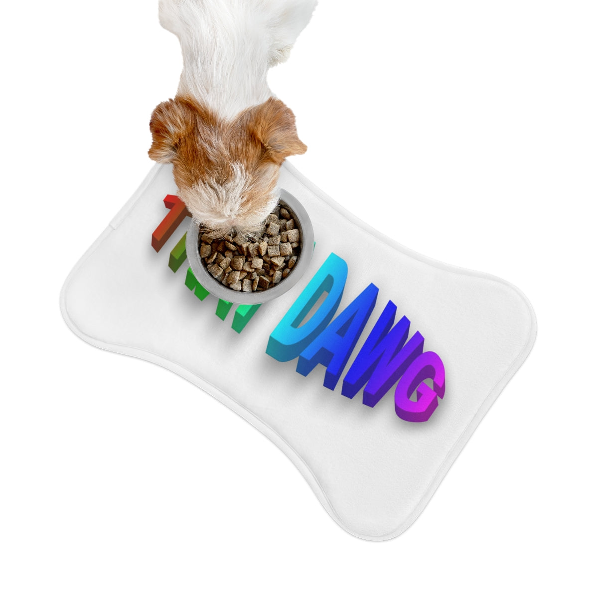 Colorful 3D Text Feed Mat with Fun Dawg Design