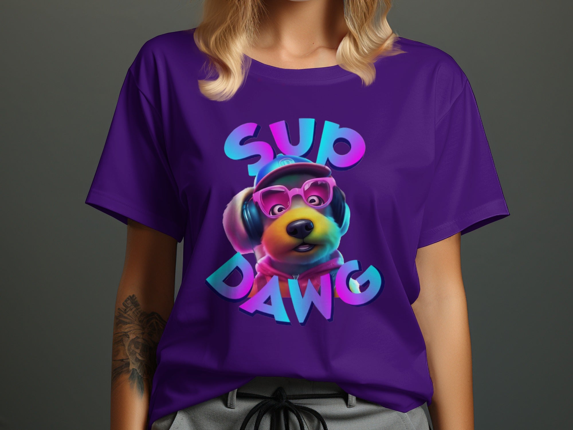 Sup Dawg Graphic T-Shirt with Fun Cartoon Design product