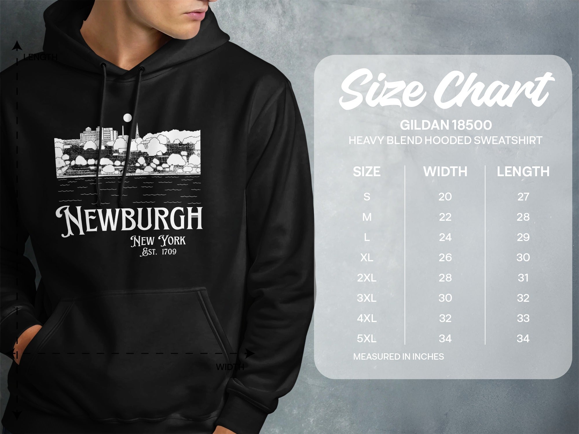 Newburgh New York Est 1709 Graphic Hooded Sweatshirt