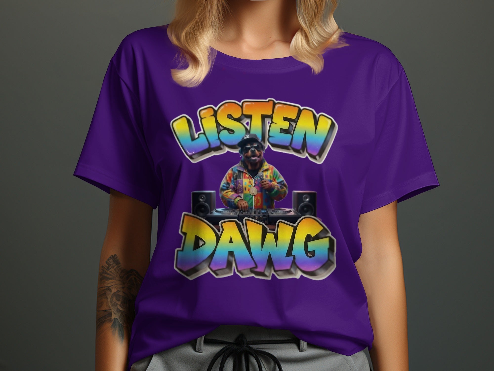 Listen Dawg Graphic Tee Vibrant Music DJ Shirt product type