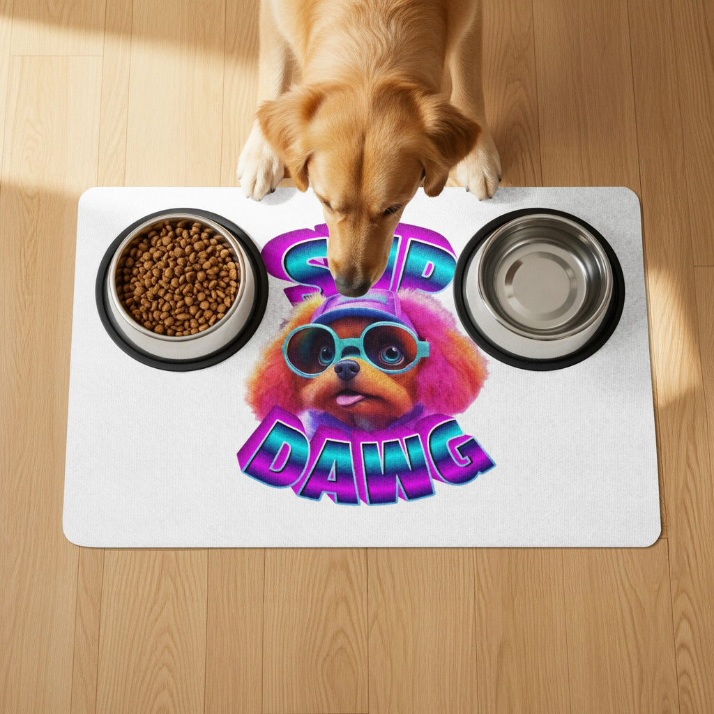Cool Dog Eating Station with Sup Dawg Dog Mat Product