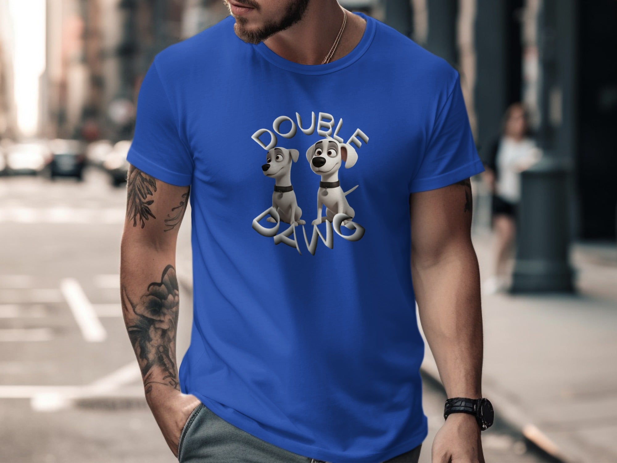 Double Dawg Graphic T-Shirt Fun Dog Lover Apparel