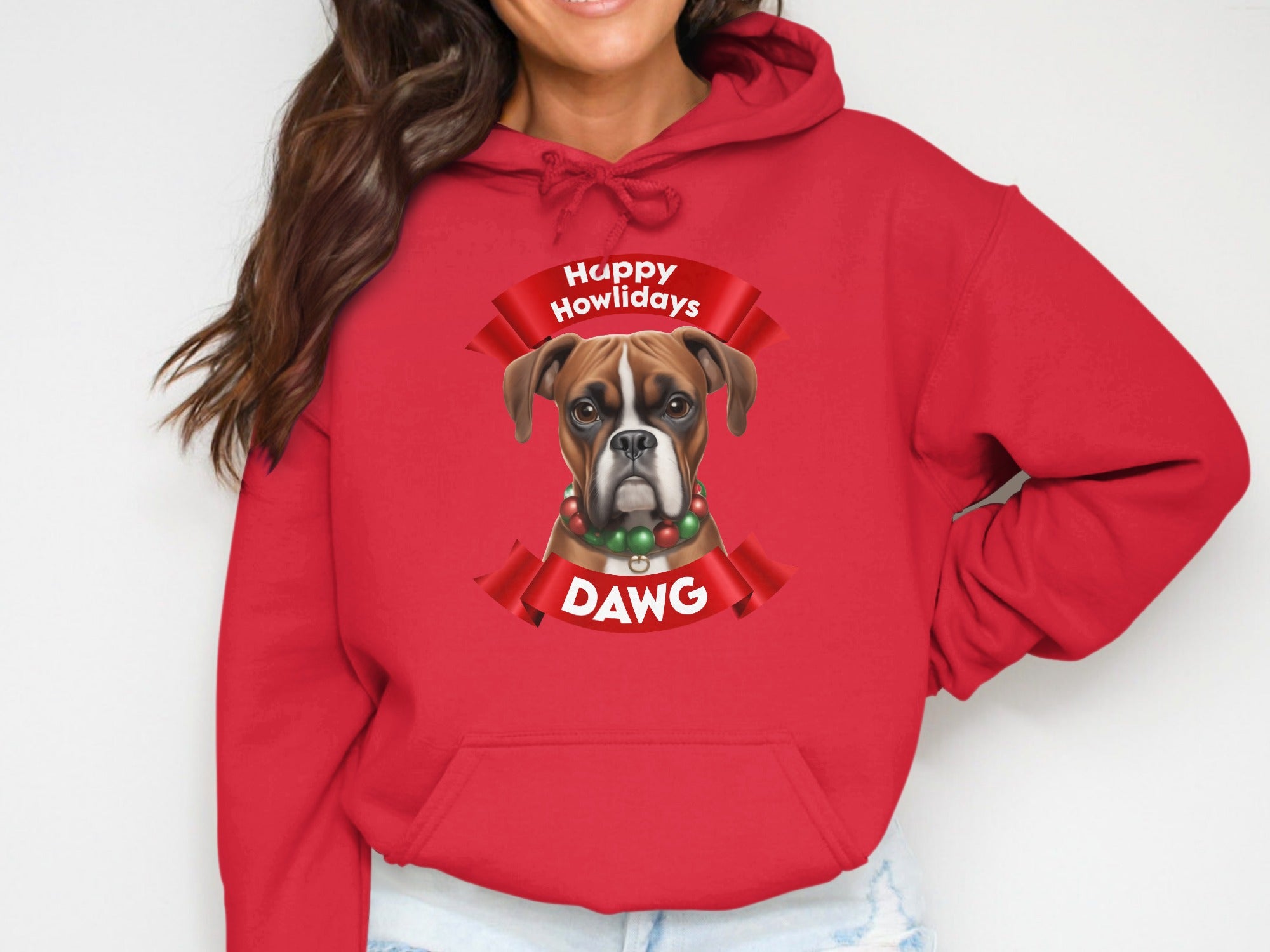 Happy Howlidays Dawg Red Hoodie for Dog Lovers