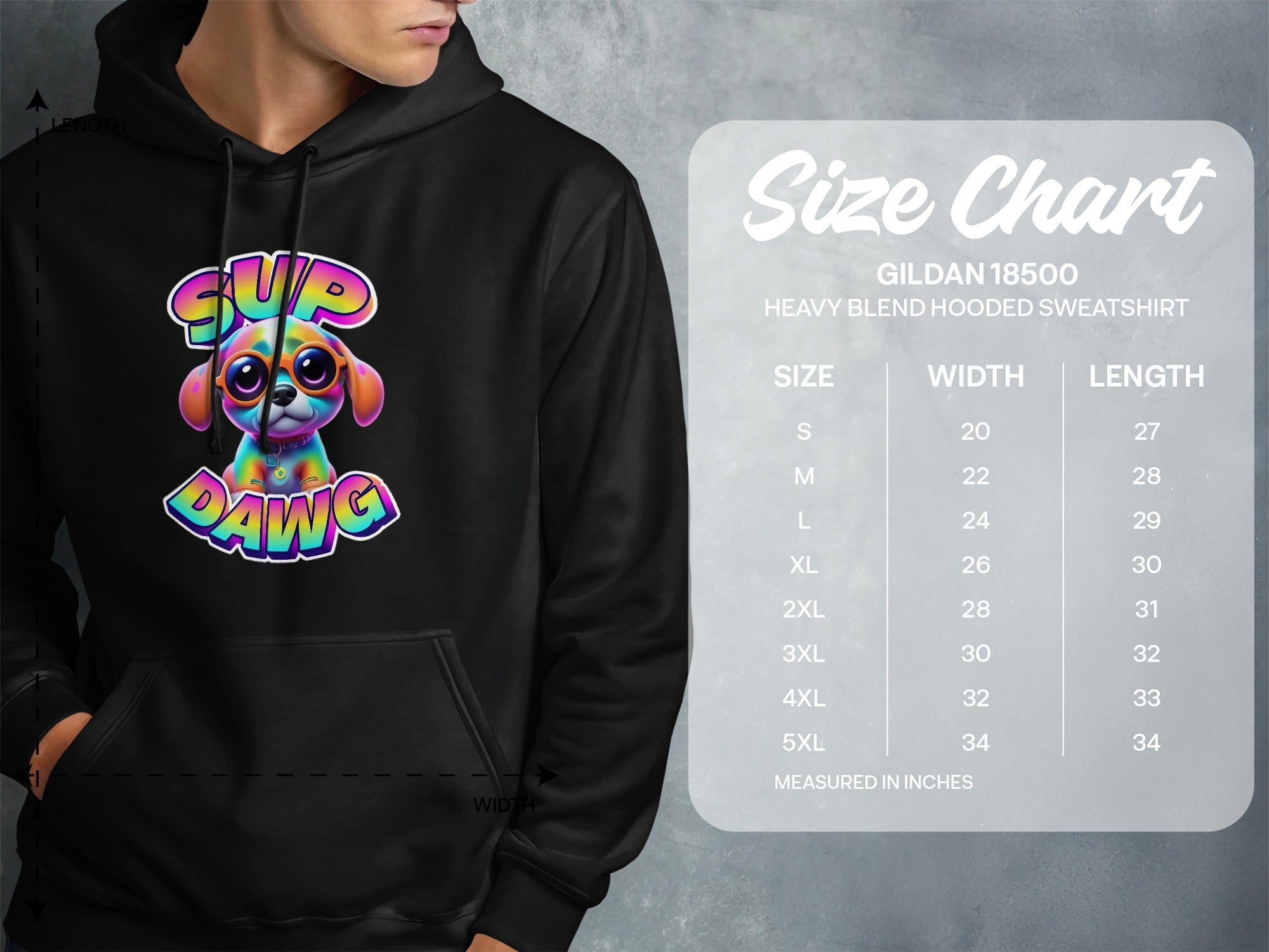 Colorful Sup Dawg Design Hooded Sweatshirt product type