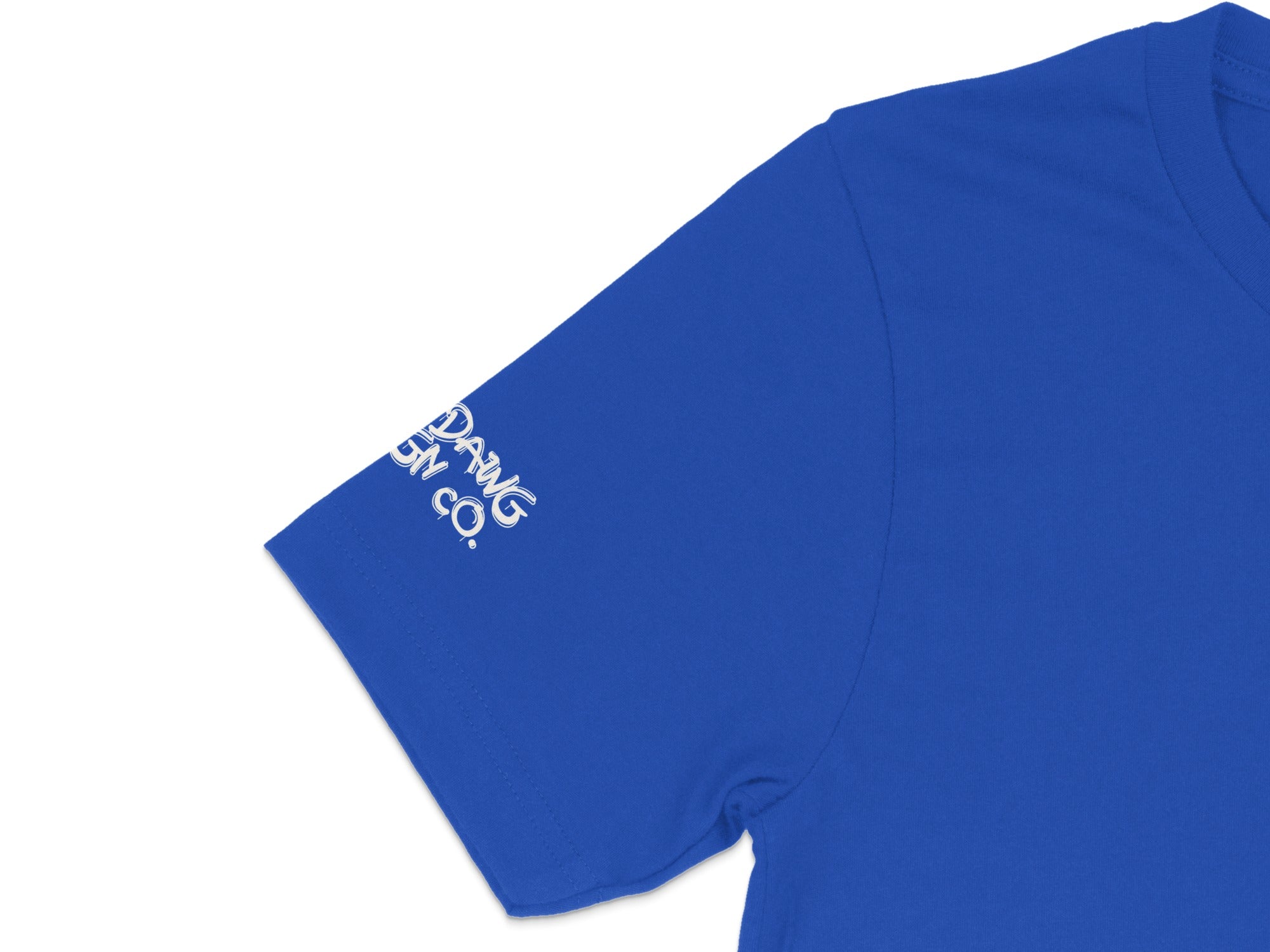 Unique Blue T-Shirt with Custom Sleeve Graphic Design
