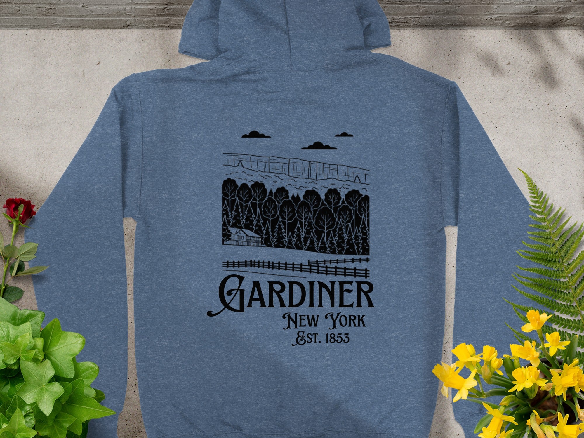 Gardiner New York Est 1853 Hoodie with Iconic Scene