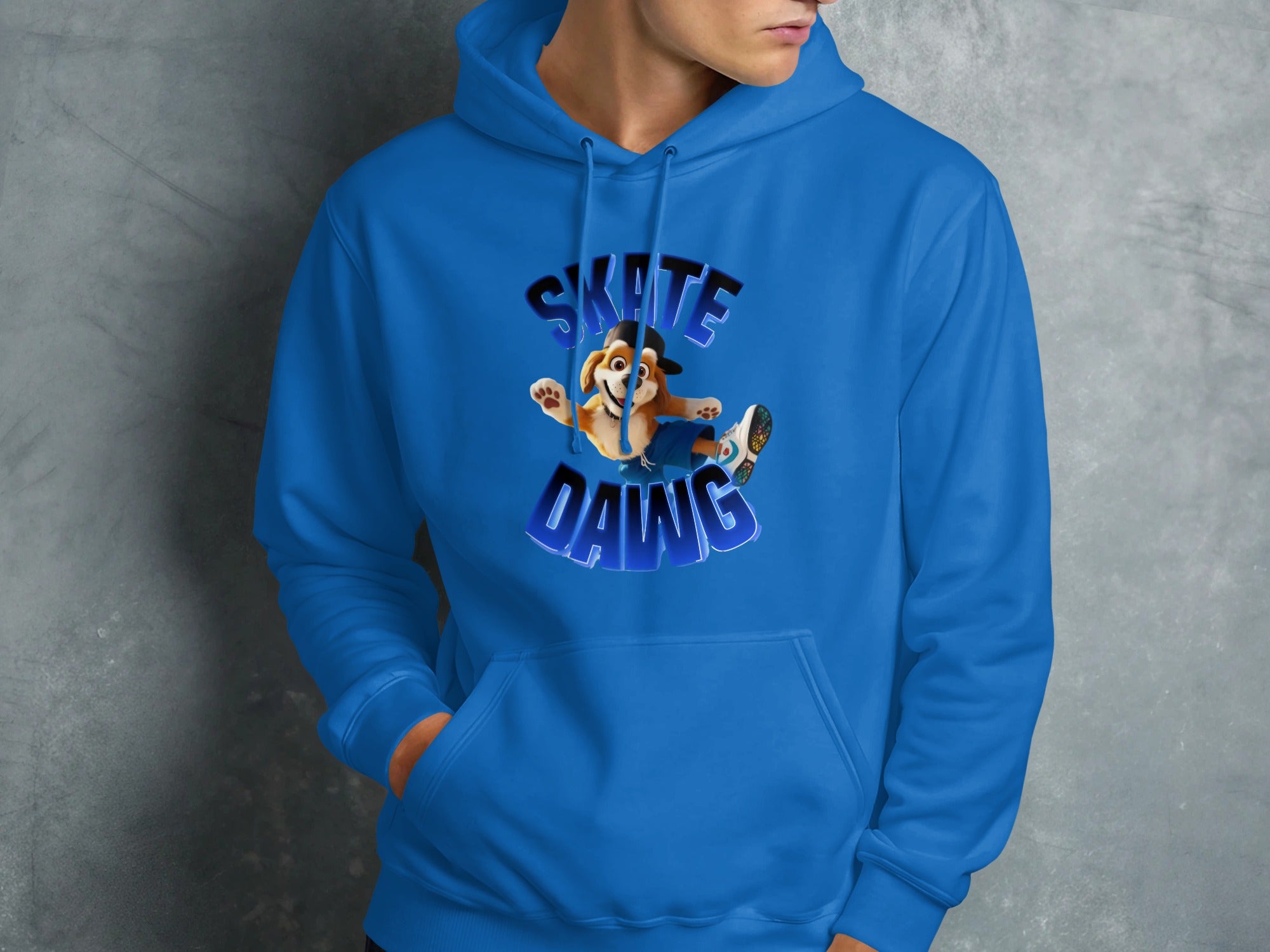 Skate Dawg Blue Hoodie for Skateboarding Enthusiasts