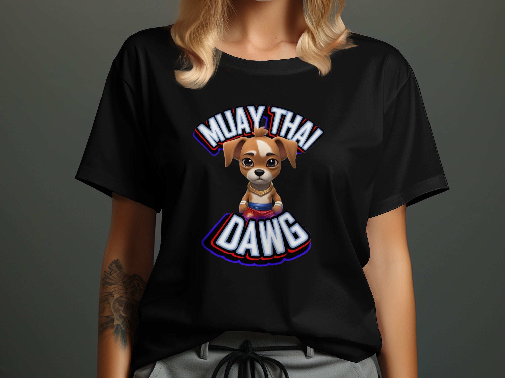 Muay Thai Dawg Cool Graphic Tee Design