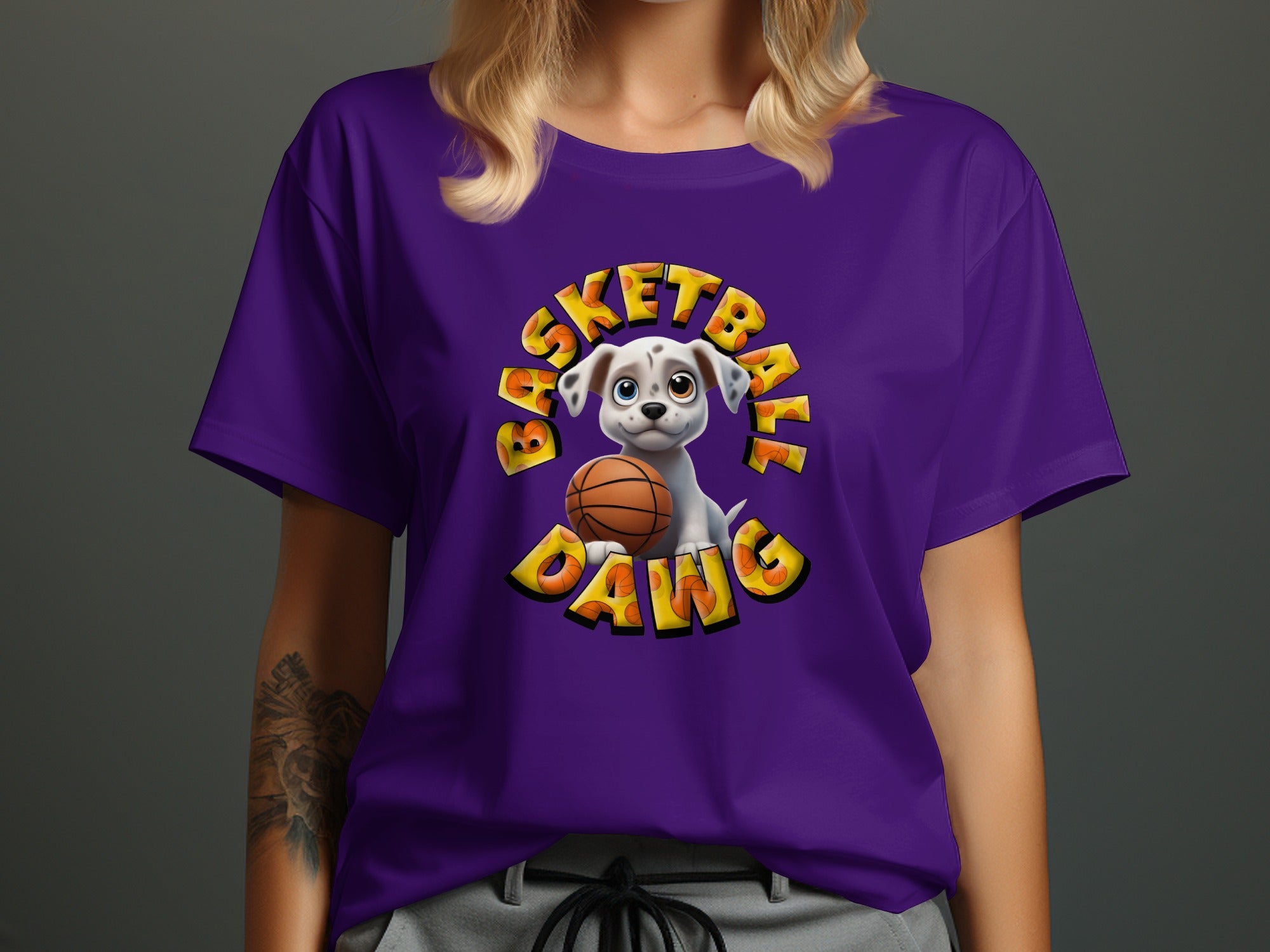 Cute Puppy Basketball Graphic Tee for Dog Lovers