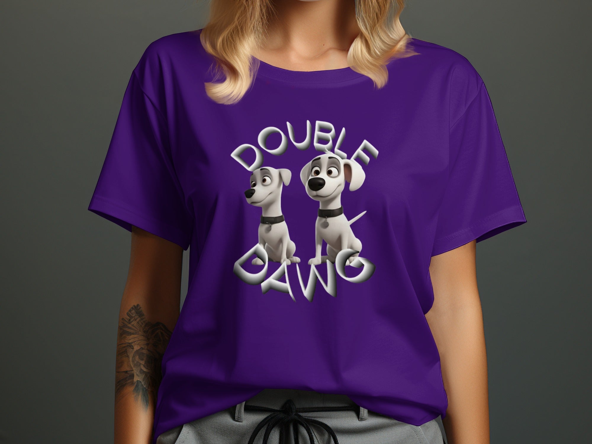 Double Dawg Puppy Design T-Shirt
