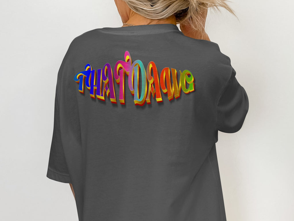 Colorful Graphic T-Shirt with Bold Typography product type
