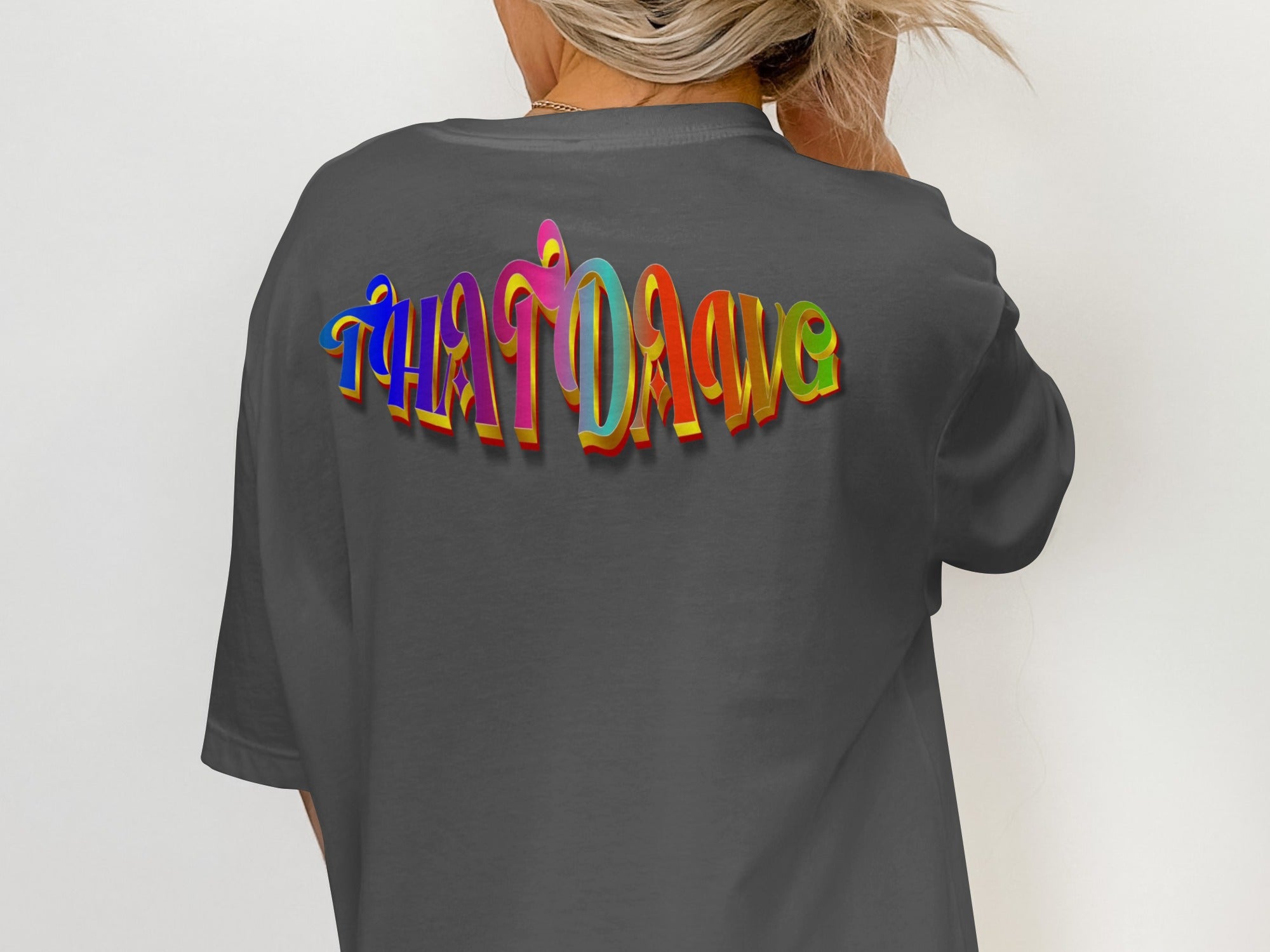 Colorful Graphic T-Shirt with Bold Typography product type