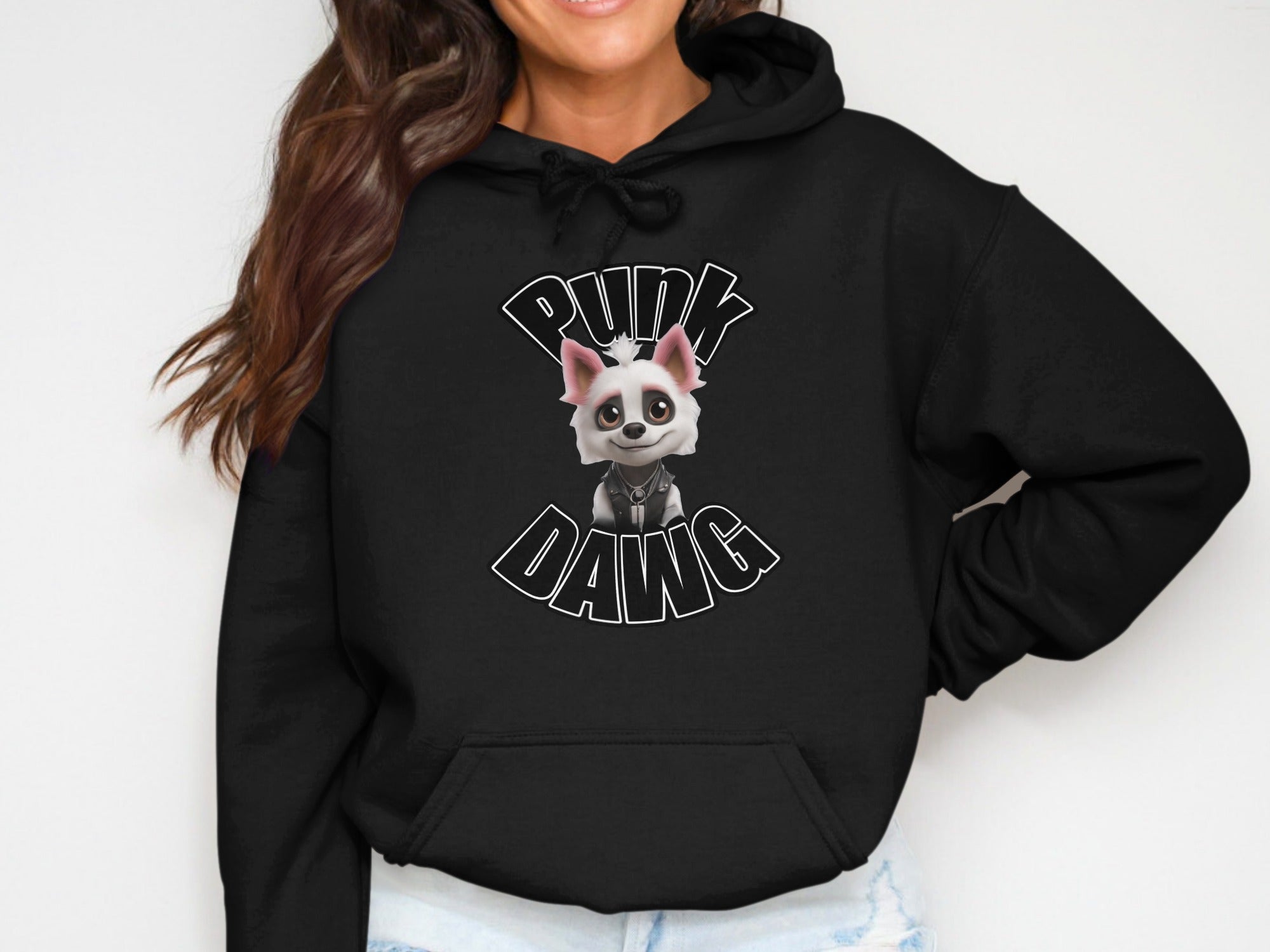 Punk Dawg Hoodie with Cute Animated Dog Design