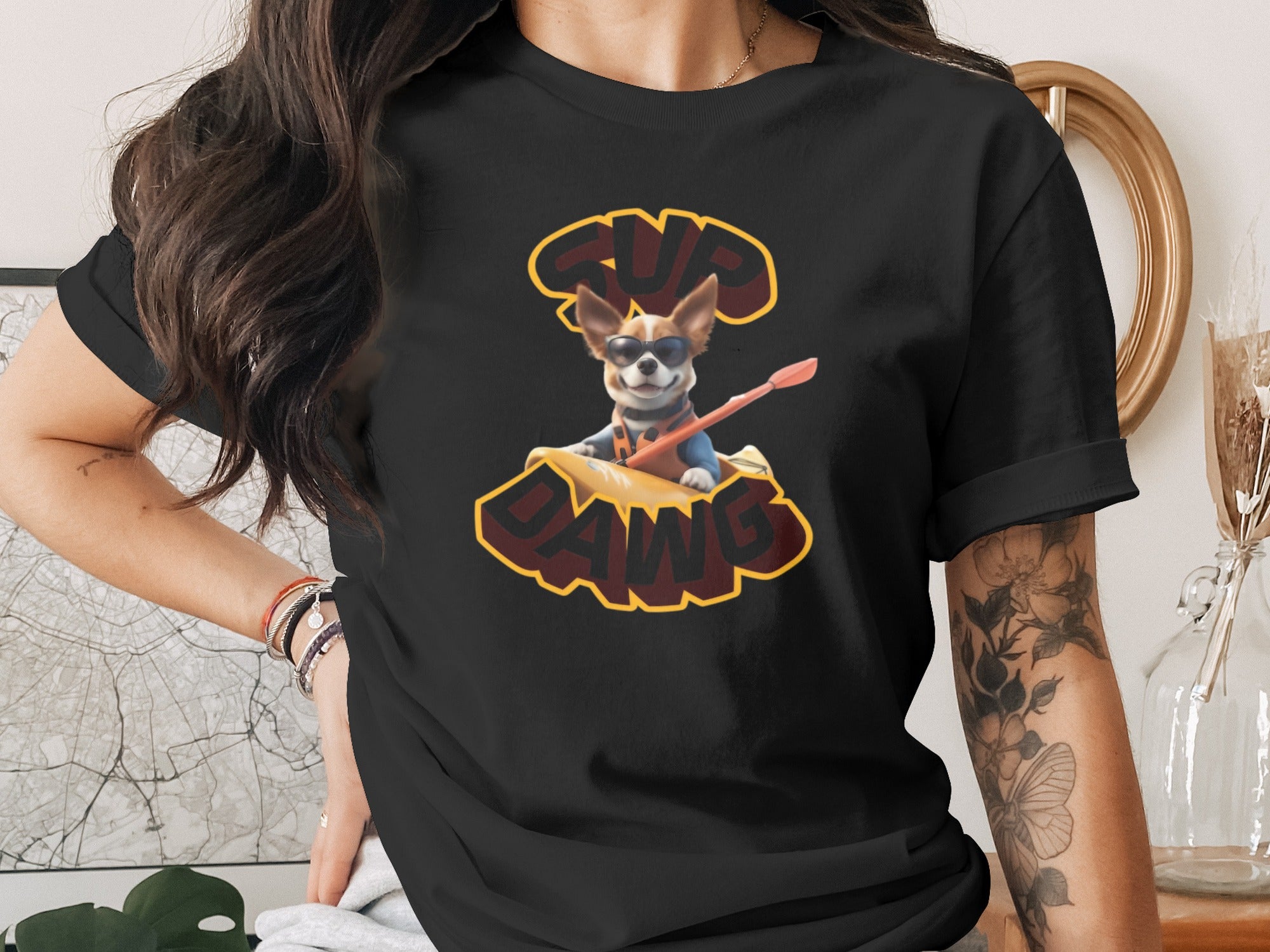 SUP DAWG Cute Chihuahua Themed Black T-Shirt