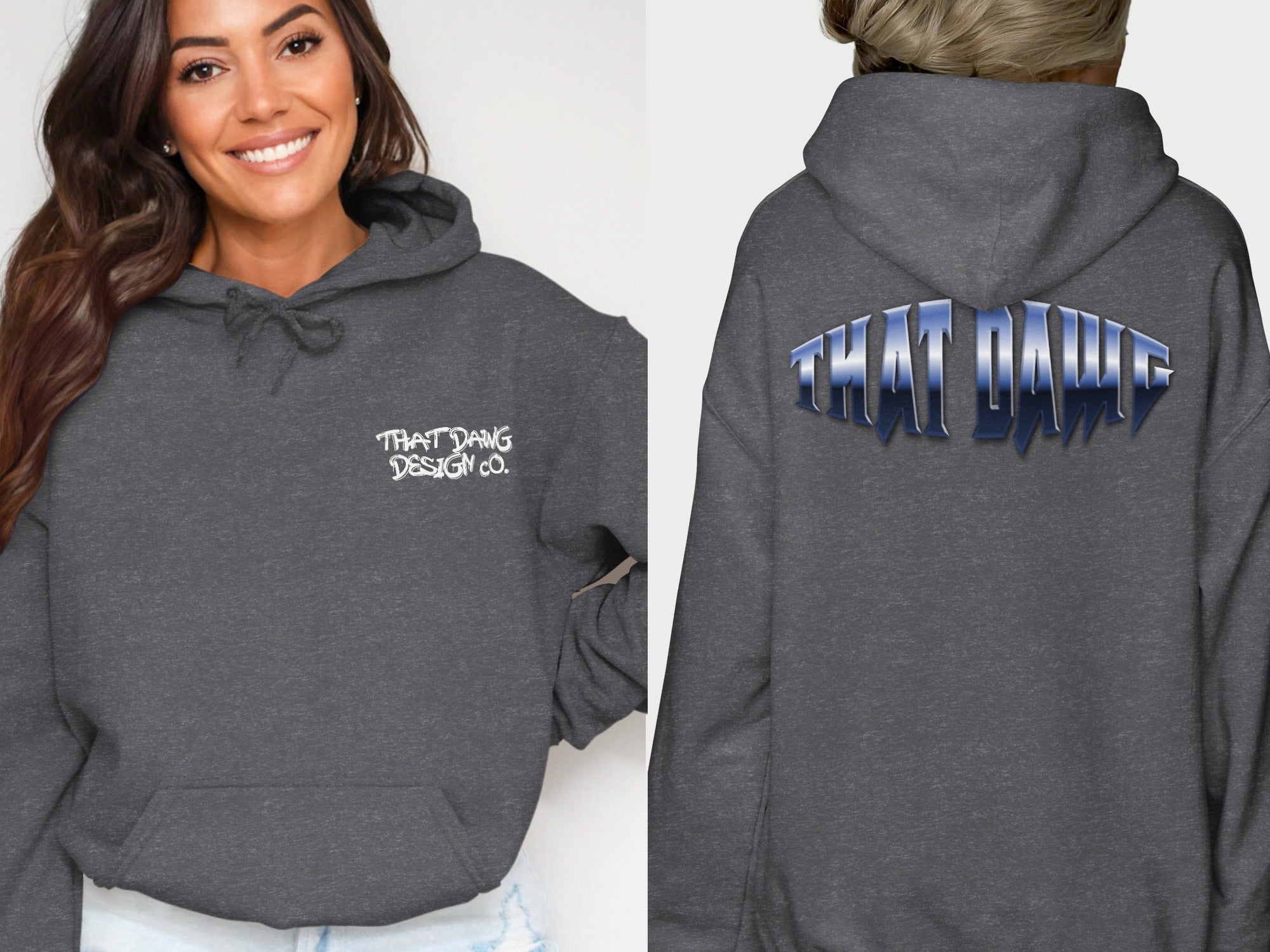 That Dang Design Co Gray Hoodie Graphic Back product type