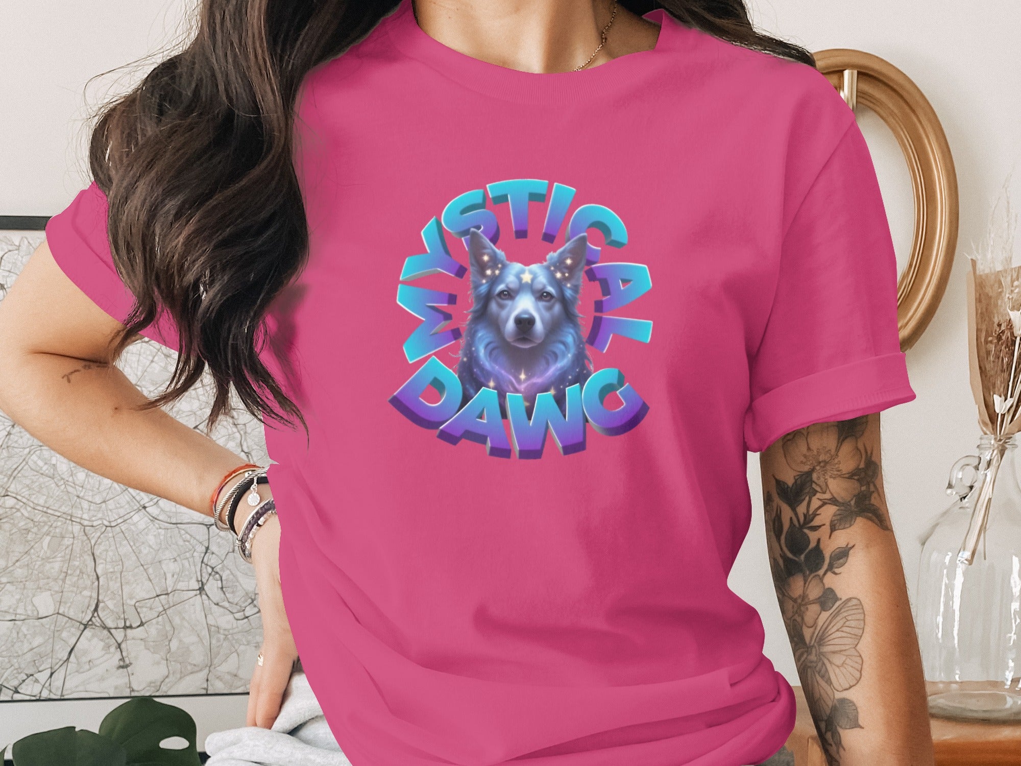 Mystical Dawg Graphic Tee Colorful Illustration Product