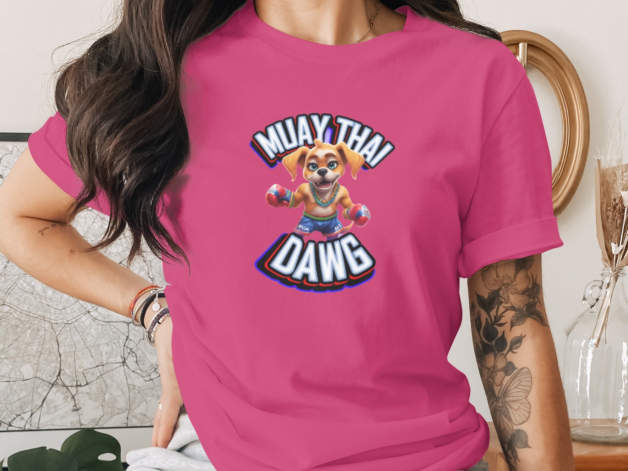 Fun Muay Thai Dawg Graphic Tee Boxing MMA Shirt
