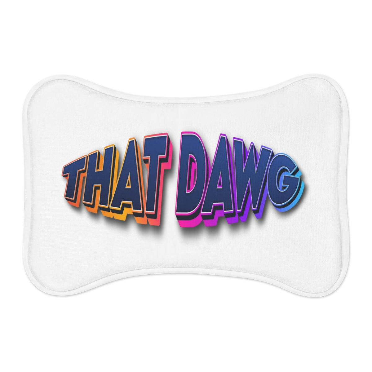 THAT DAWG Colorful Text Print on White unique pillow