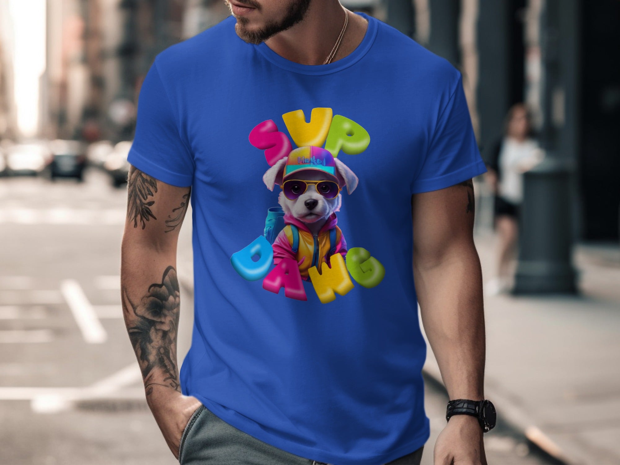 Fun and Colorful Sup Dawg Graphic T-shirt product type