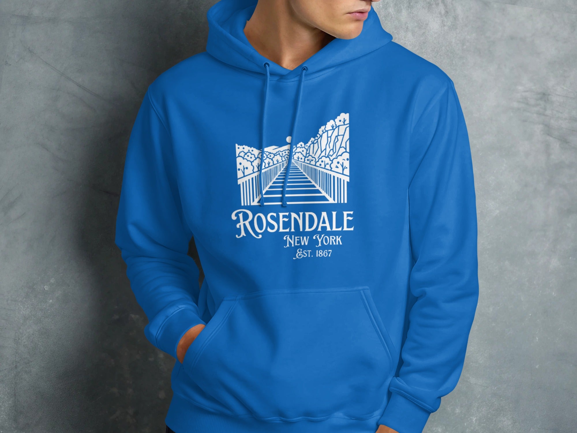 Rosendale New York Est 1867 Hoodie with Scenic Design