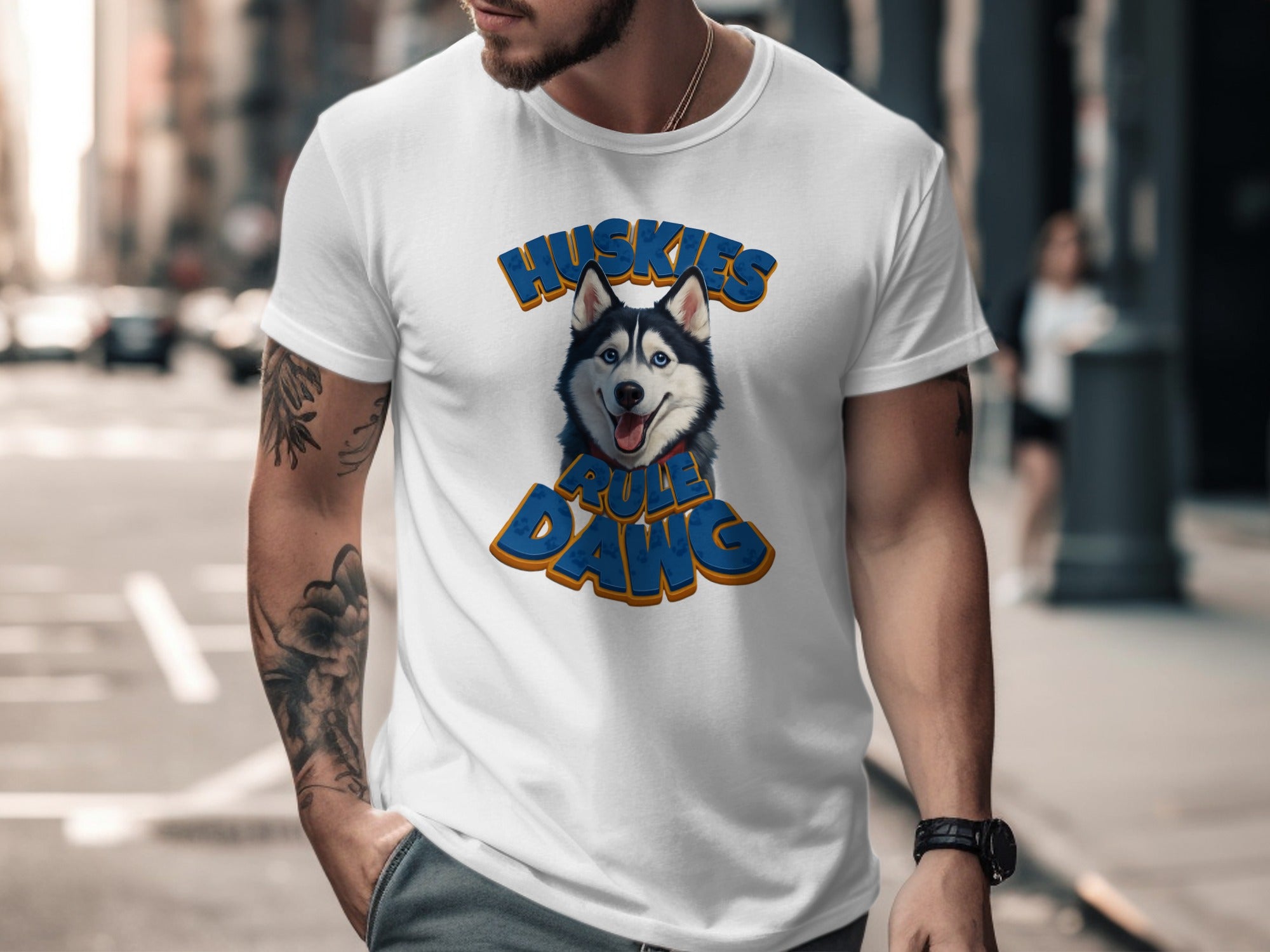 Huskies Rule Dawg White Graphic Dog Lover Shirt
