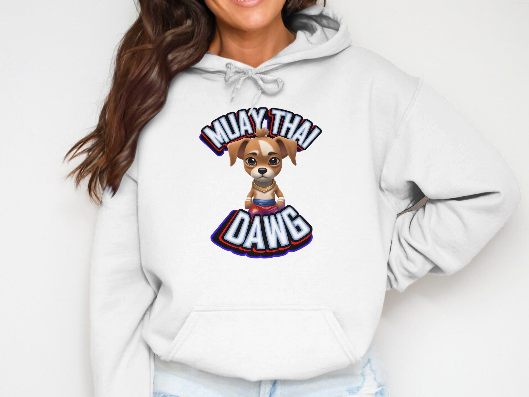 Muay Thai Dawg Hoodie with Cute Cartoon Dog